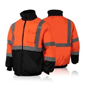High Visibility Safety Bomber Jackets Fleece Liner,ANSI Class 2Waterproof Jacket